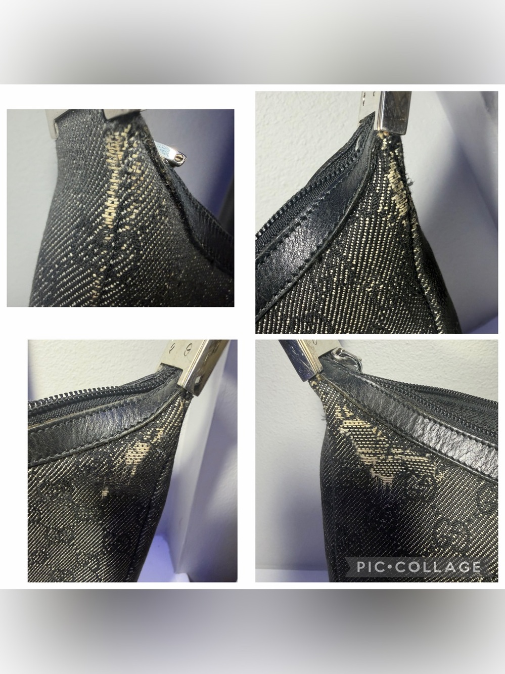 Gucci Black Denim Adjustable Strap Bag with Silver Hardware and COA - Picture 7 of 16